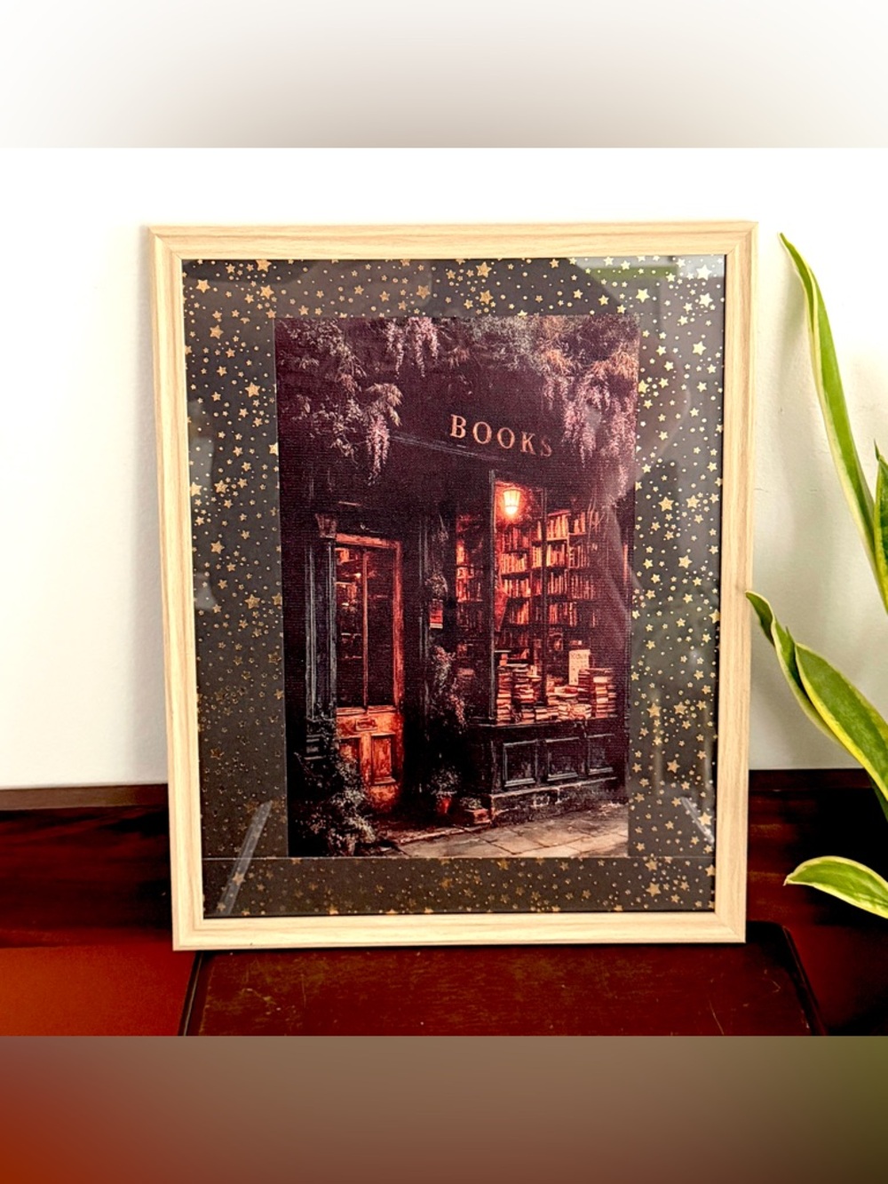 Vintage Bookstore Moody Dark Academia Library  Cozy Canvas Art Print Framed Art